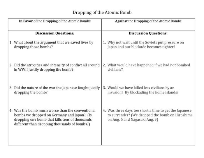 The atomic bomb worksheet answers