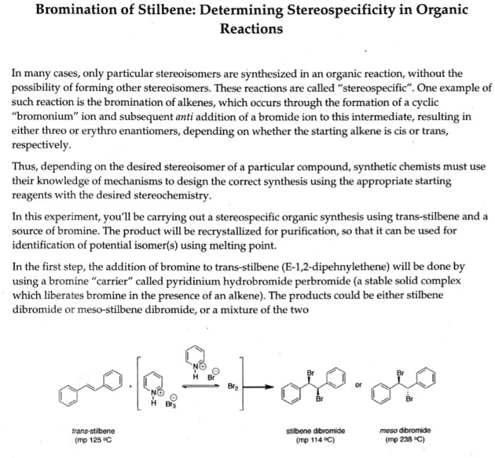 Bromination of e stilbene lab report