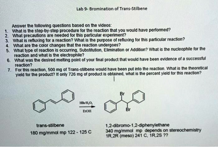 Bromination of e stilbene lab report