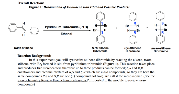 Bromination of e stilbene lab report