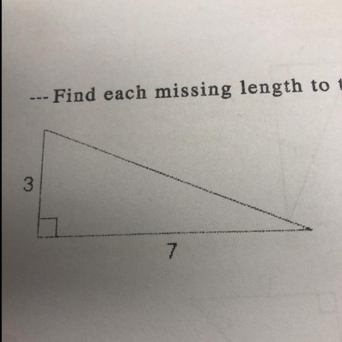 Find each missing length to the nearest tenth