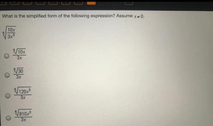 What is the simplified form of the following expression assume